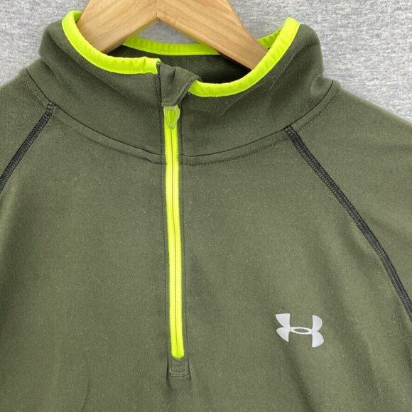Under Armour Pullover Men Large Green 1/4 Zip Run Fitted Jacket Long Sleeve - Picture 5 of 13